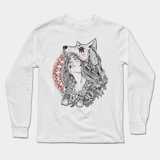 Wolf shaman girl Long Sleeve T-Shirt